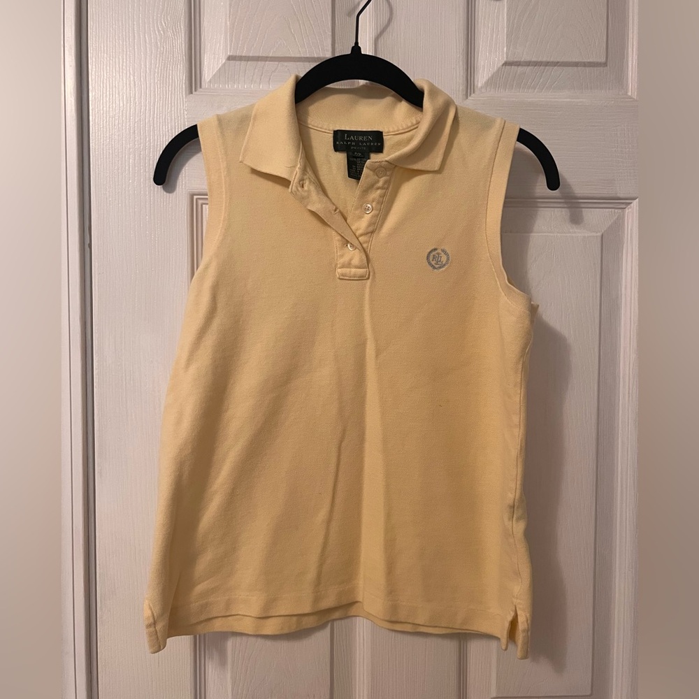 Lauren Ralph Lauren, Pale Yellow polo tank, size small petite